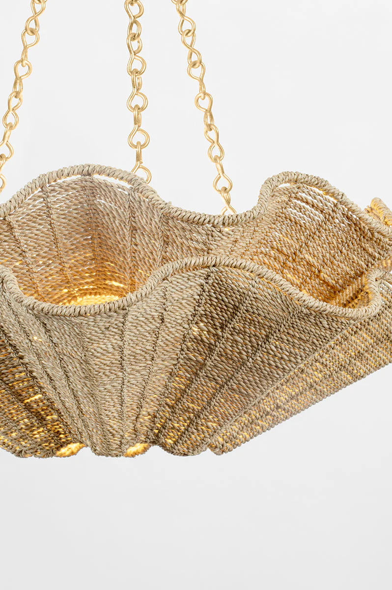 Hayworth 6Lt Chandelier - Gold & Natural Abaca Shade - Image 4