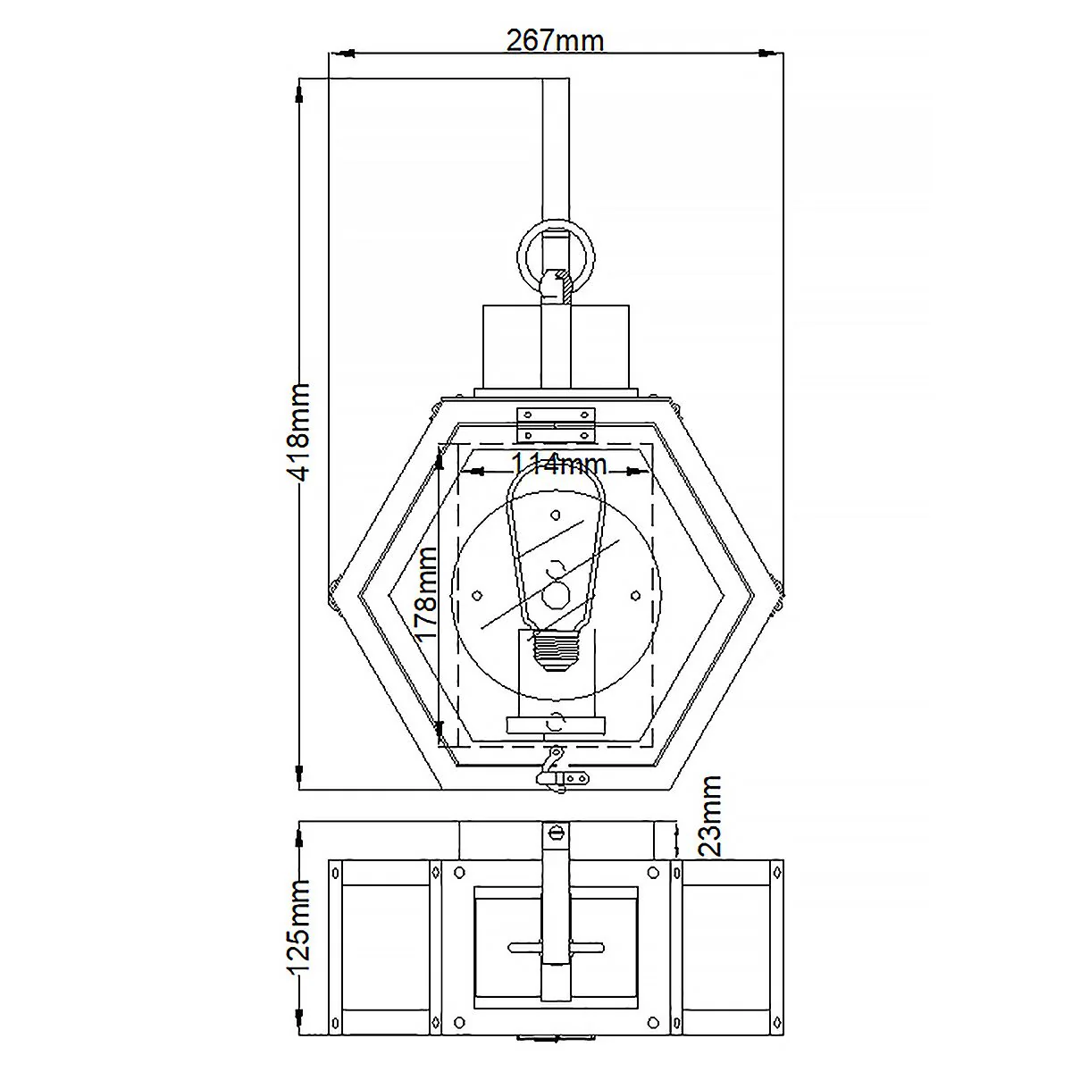 Heath 1 Light Small/Medium Outdoor Wall Lantern - Burnished Bronze/Black E27 IP44 - Image 12