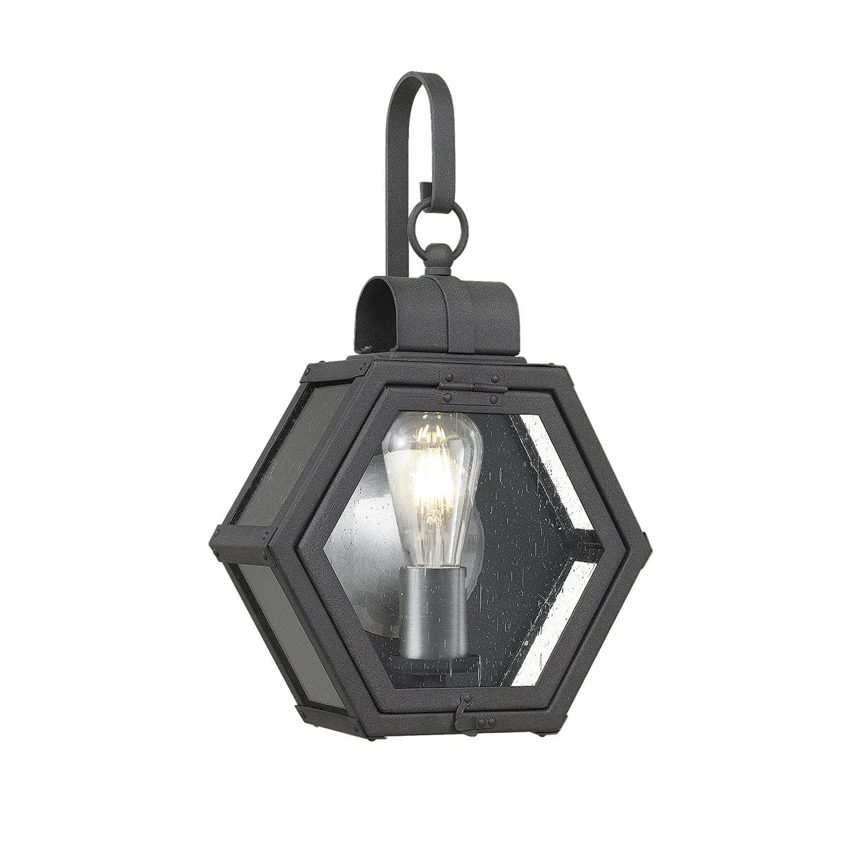 Heath 1 Light Small/Medium Outdoor Wall Lantern - Burnished Bronze/Black E27 IP44 - Image 2