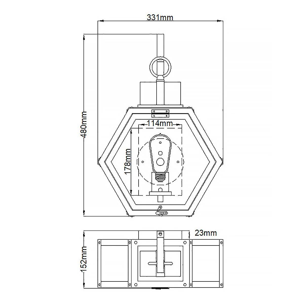 Heath 1 Light Small/Medium Outdoor Wall Lantern - Burnished Bronze/Black E27 IP44 - Image 20