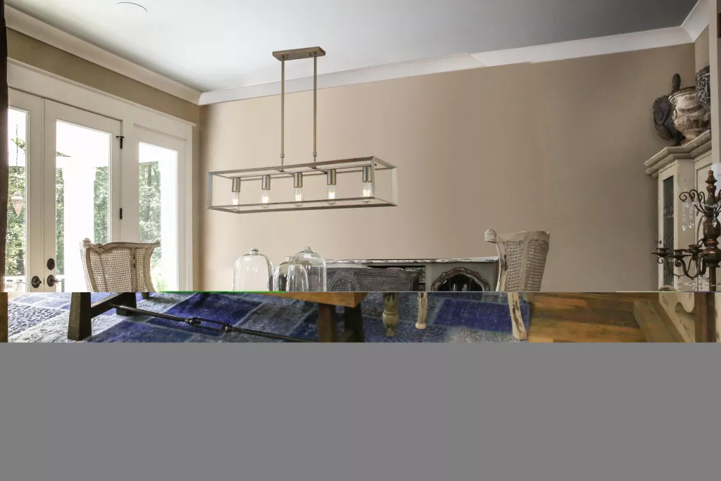 Heaton 5Lt Pendant - Brushed Gold/Silver Metal - Image 3