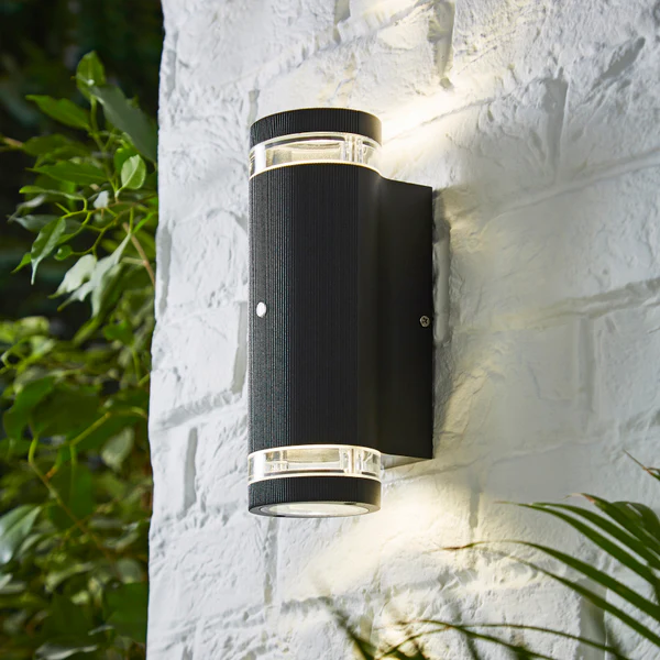 Helix 1Lt / 2Lt Light Up & Down Ribbed w/Photocell GU10 Black - Image 2