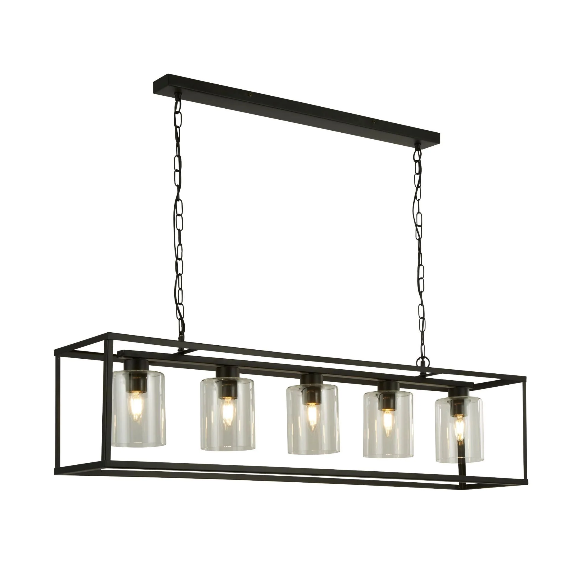 Helix 3/5Lt Kitchen Light - Black Metal & Clear Glass/Satin Silver & Clear Glass - Image 3
