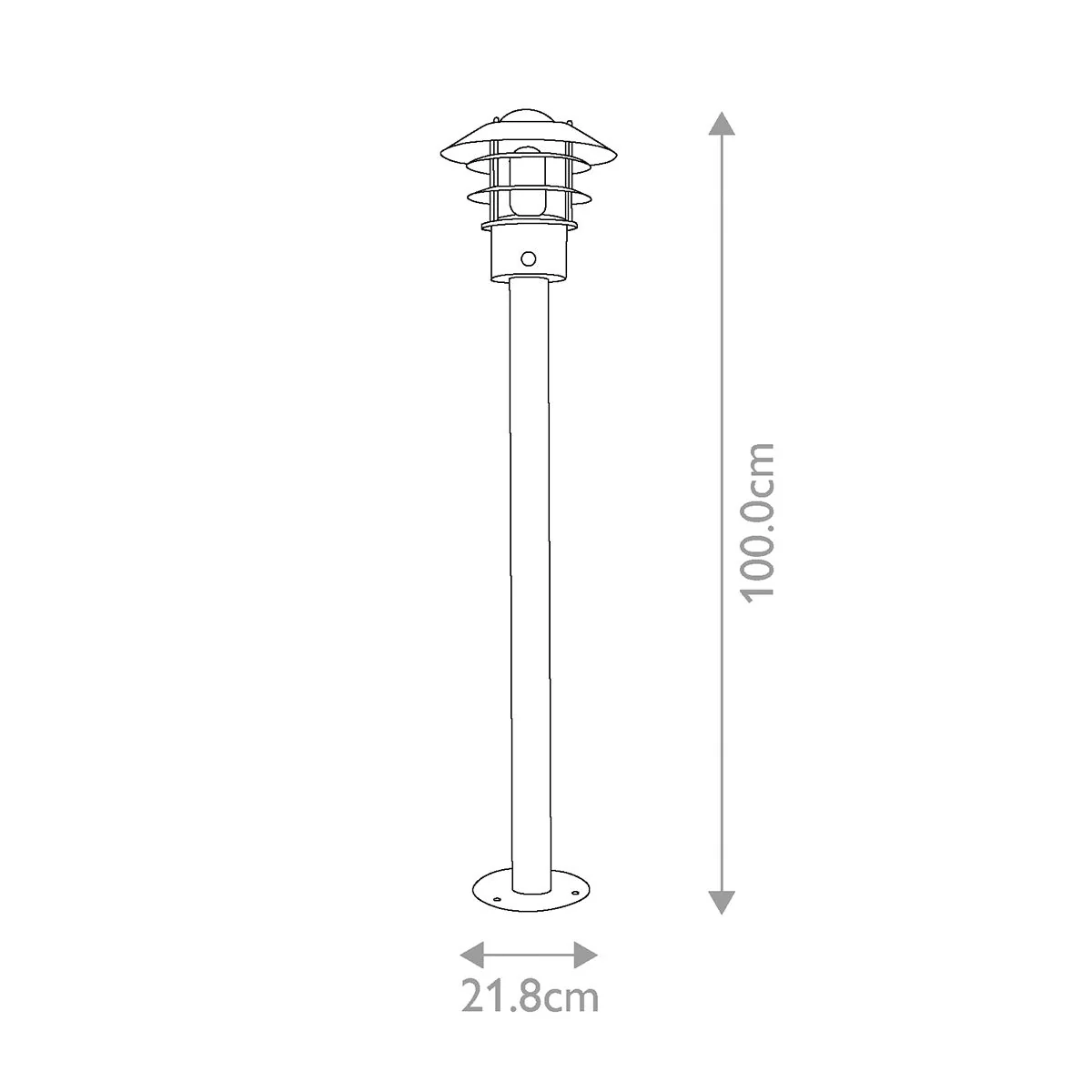 Helsingor 1 Light Bollard Lantern PIR - Silver IP44 E27 - Image 5