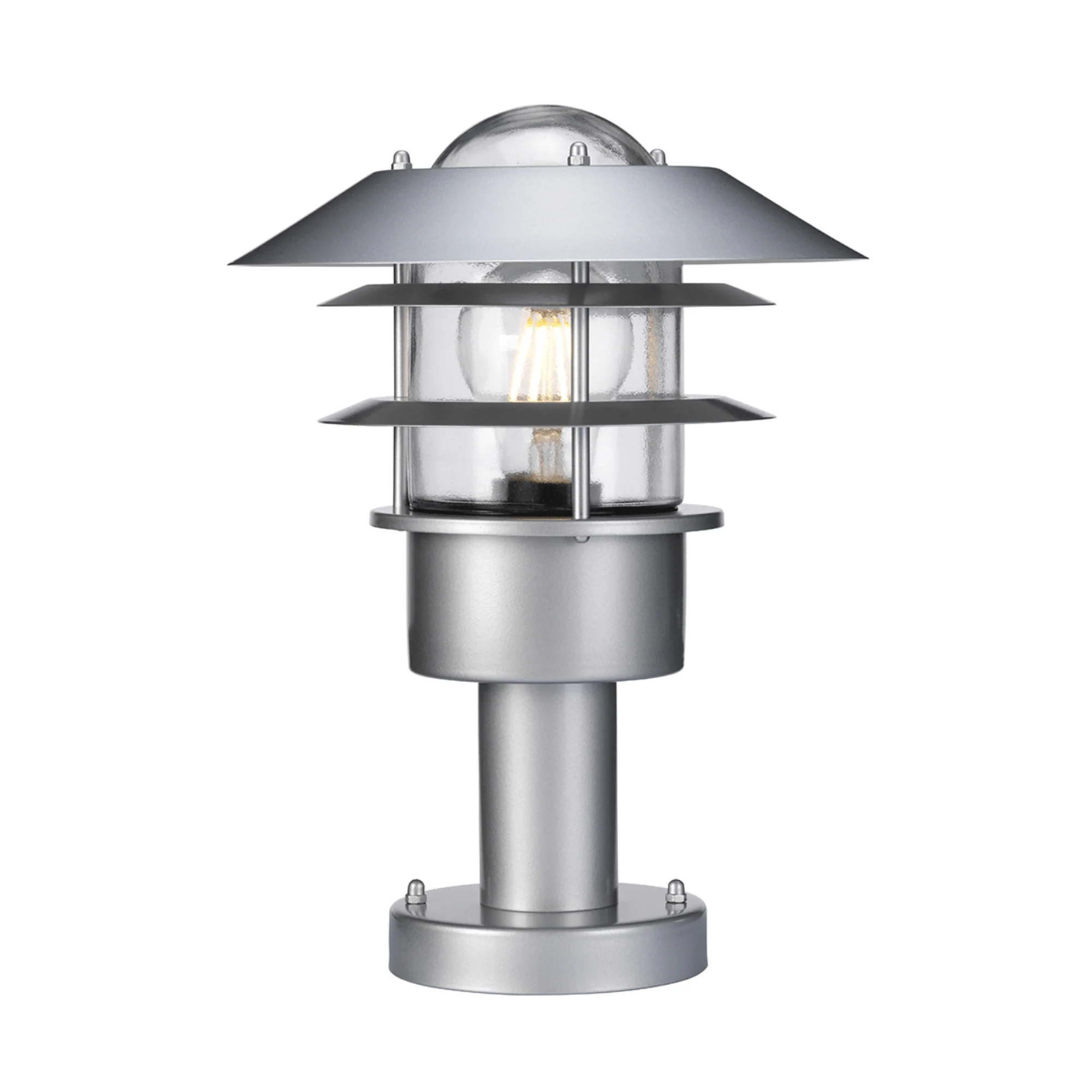 Helsingor 1 Light Pedestal Lantern – Black/Silver - Image 2