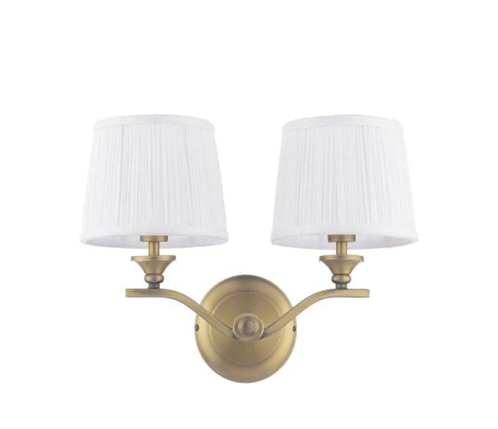 Hemsley 2 Light Wall Light Matt Antique Brass With Shade - Image 2