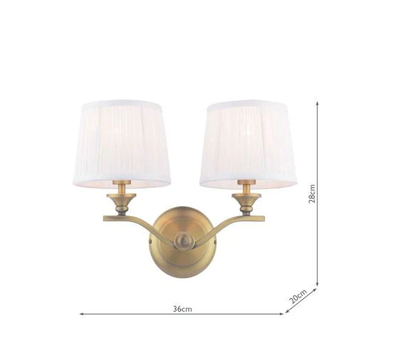 Hemsley 2 Light Wall Light Matt Antique Brass With Shade - Image 8