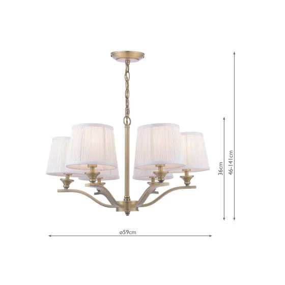 Hemsley 3/6 Light Armed Pendant Matt Antique Brass With Shade - Image 5