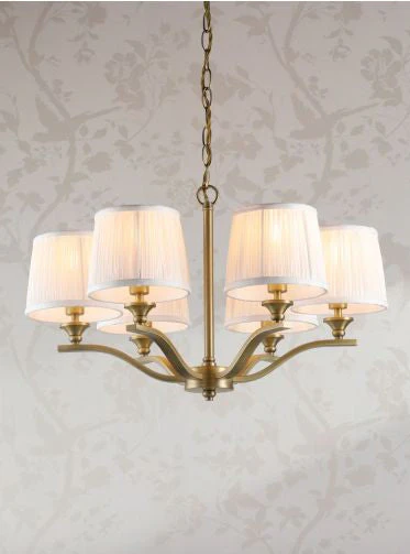 Hemsley 3/6 Light Armed Pendant Matt Antique Brass With Shade - Image 6
