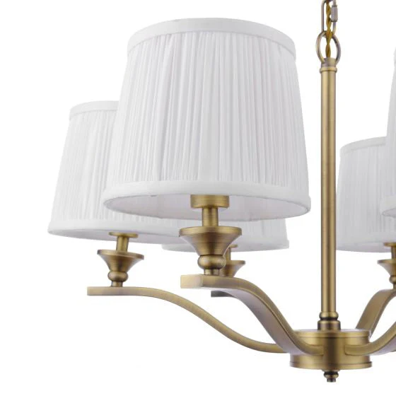 Hemsley 3/6 Light Armed Pendant Matt Antique Brass With Shade - Image 7