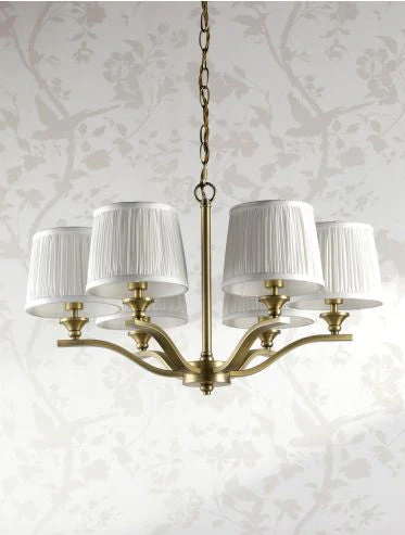 Hemsley 3/6 Light Armed Pendant Matt Antique Brass With Shade - Image 8
