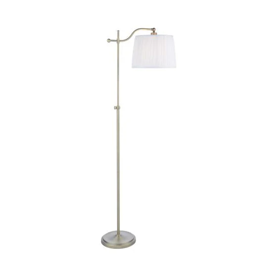 Hemsley Floor Lamp Antique Brass and Ivory With Shade - Image 2