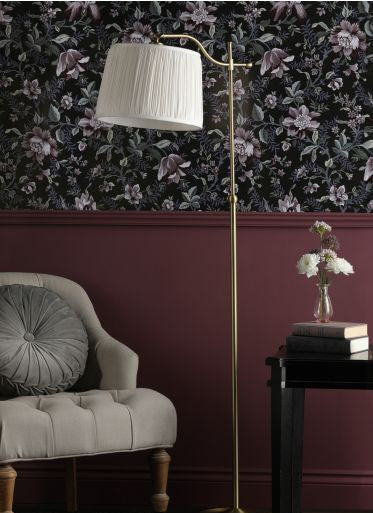 Hemsley Floor Lamp Antique Brass and Ivory With Shade - Image 4