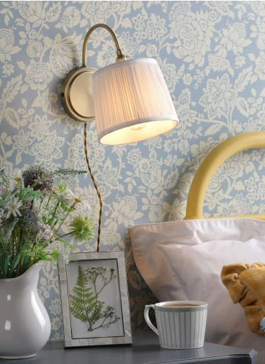 Hemsley Plugged Wall Light Antique Brass With Shade - Image 2