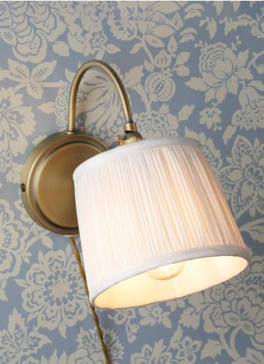 Hemsley Plugged Wall Light Antique Brass With Shade - Image 5