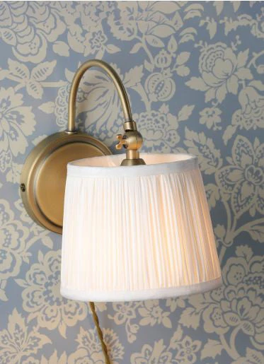 Hemsley Plugged Wall Light Antique Brass With Shade - Image 6