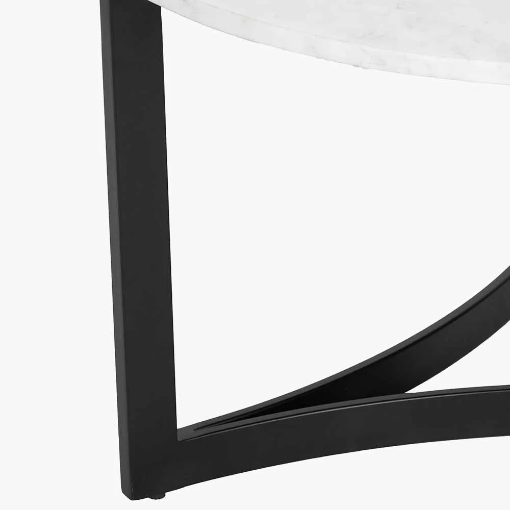 Hendrick White Marble and Black Metal Coffee Table - Image 4