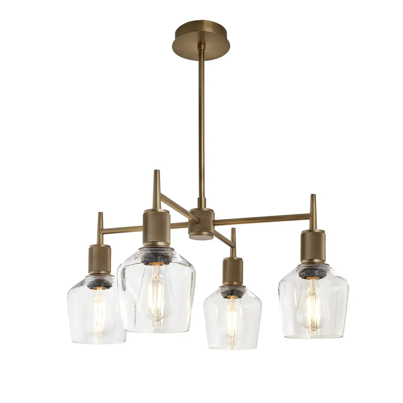 Henley 4 Arm Pendant Light - Glass Schoolhouse Shade - Image 2
