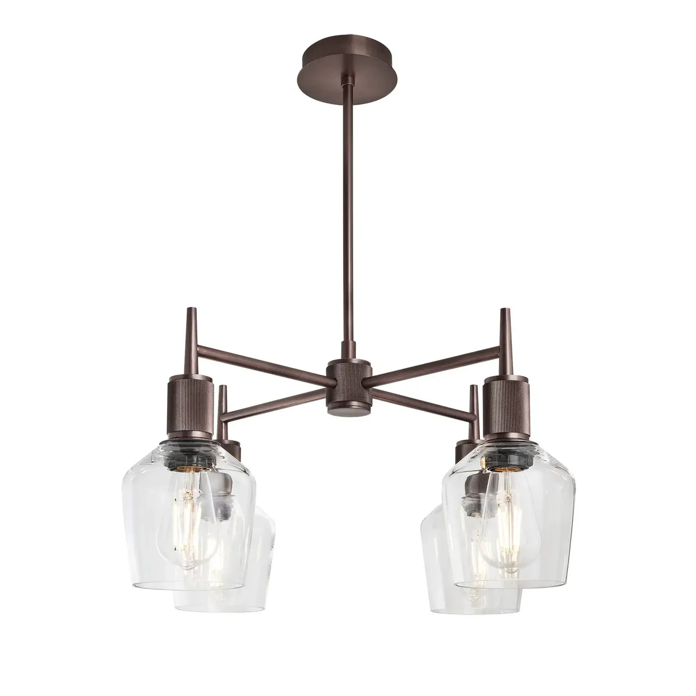 Henley 4 Arm Pendant Light - Glass Schoolhouse Shade - Image 3