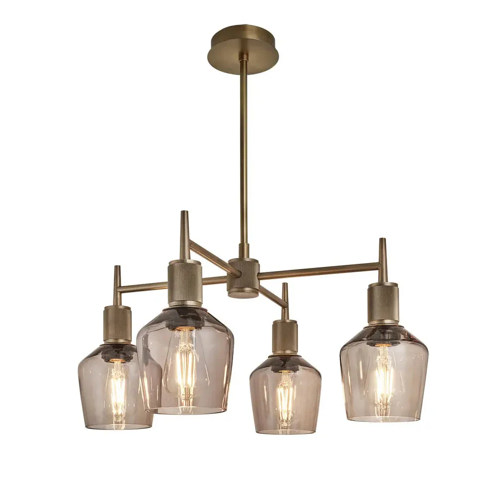 Henley 4 Arm Pendant Light - Glass Schoolhouse Shade - Image 4
