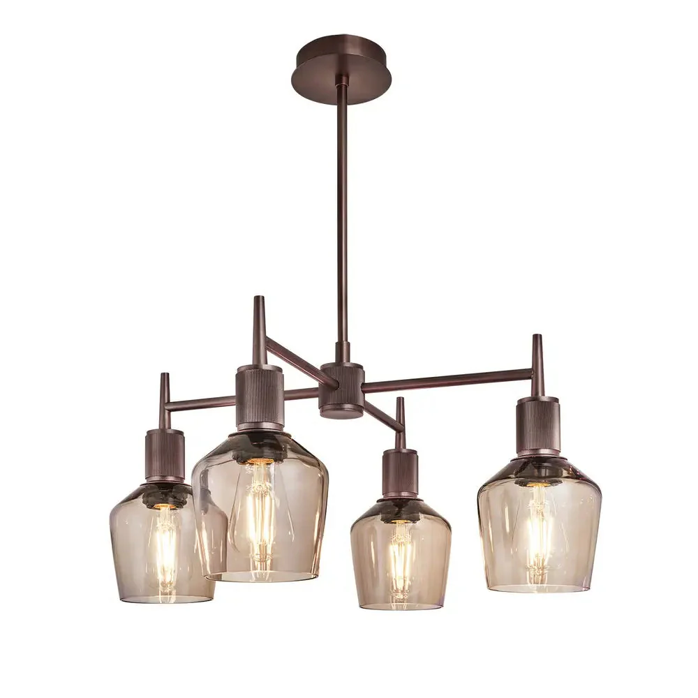 Henley 4 Arm Pendant Light - Glass Schoolhouse Shade - Image 6