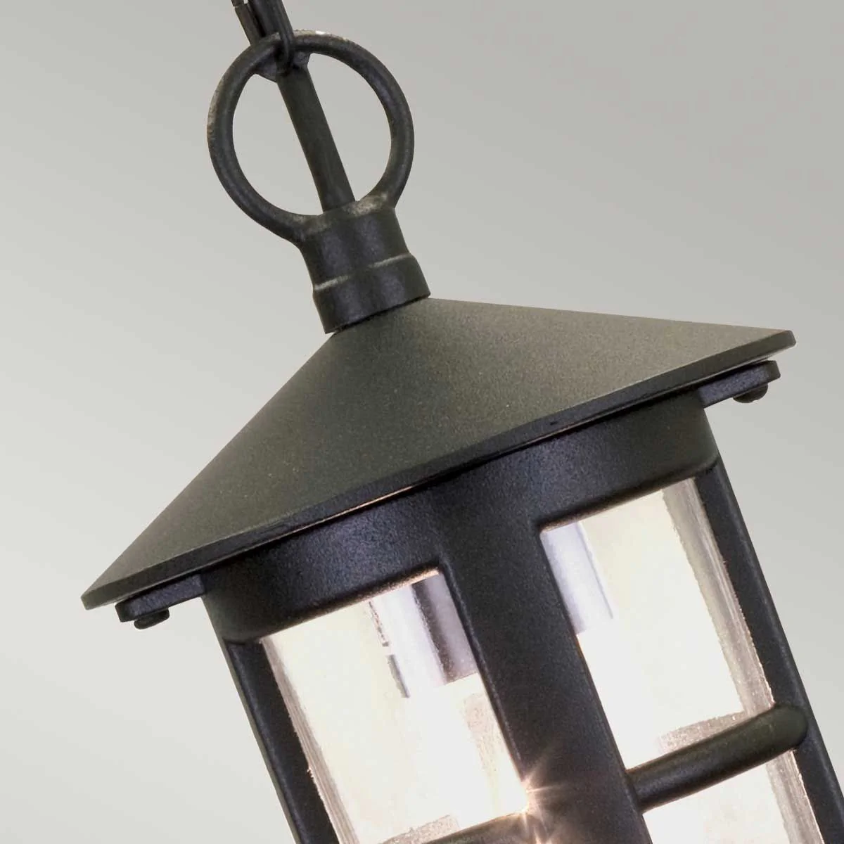 Hereford 1 Light Chain Lantern - Black IP43 E27 - Image 2