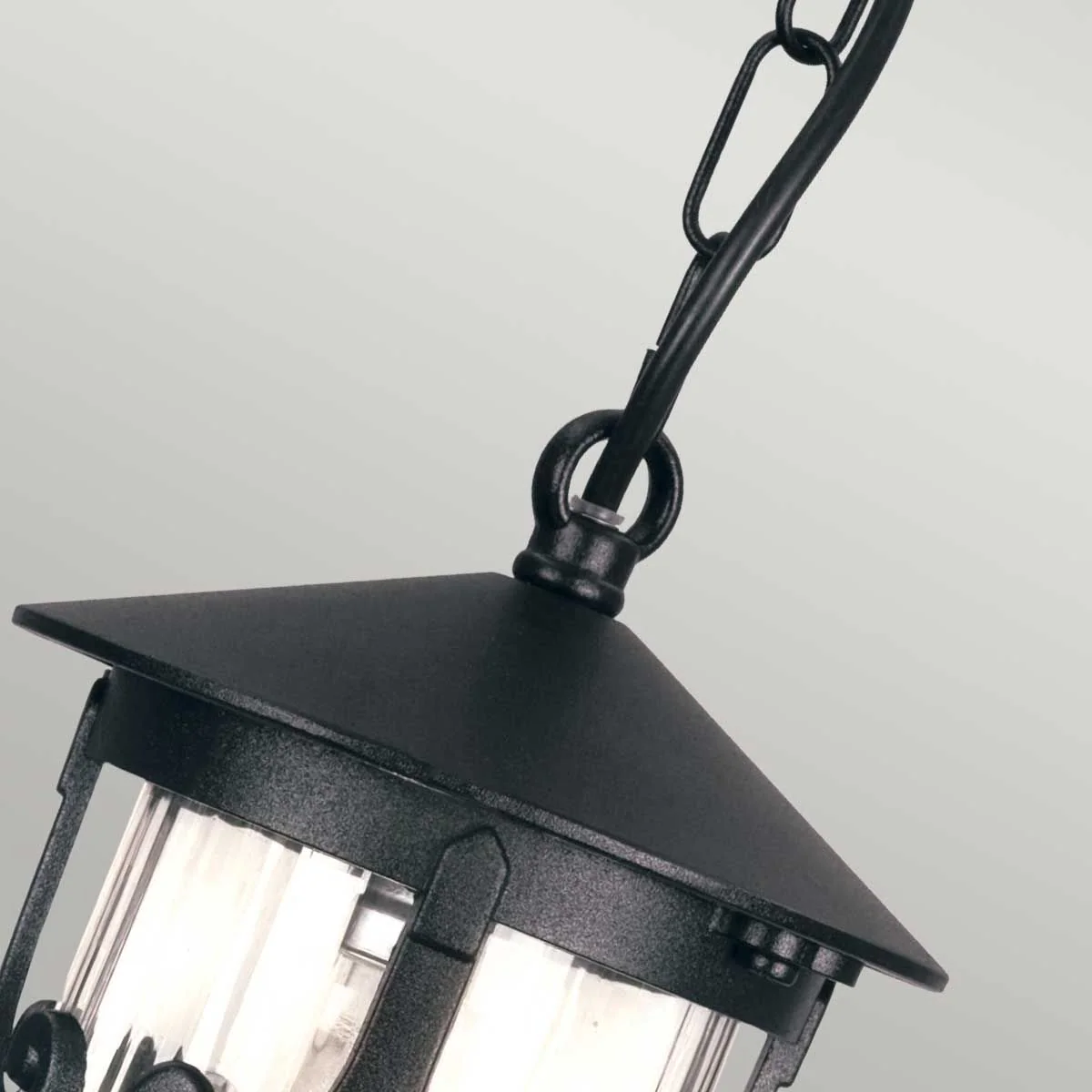 Hereford 1 Light Porch Chain Lantern - Black IP23 E27 - Image 2