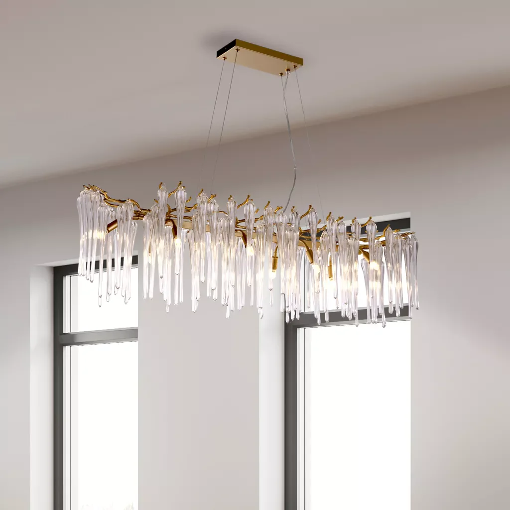 Heritage 10Lt Diner Bar Pendant- Gold Metal and Clear Glass - Image 4