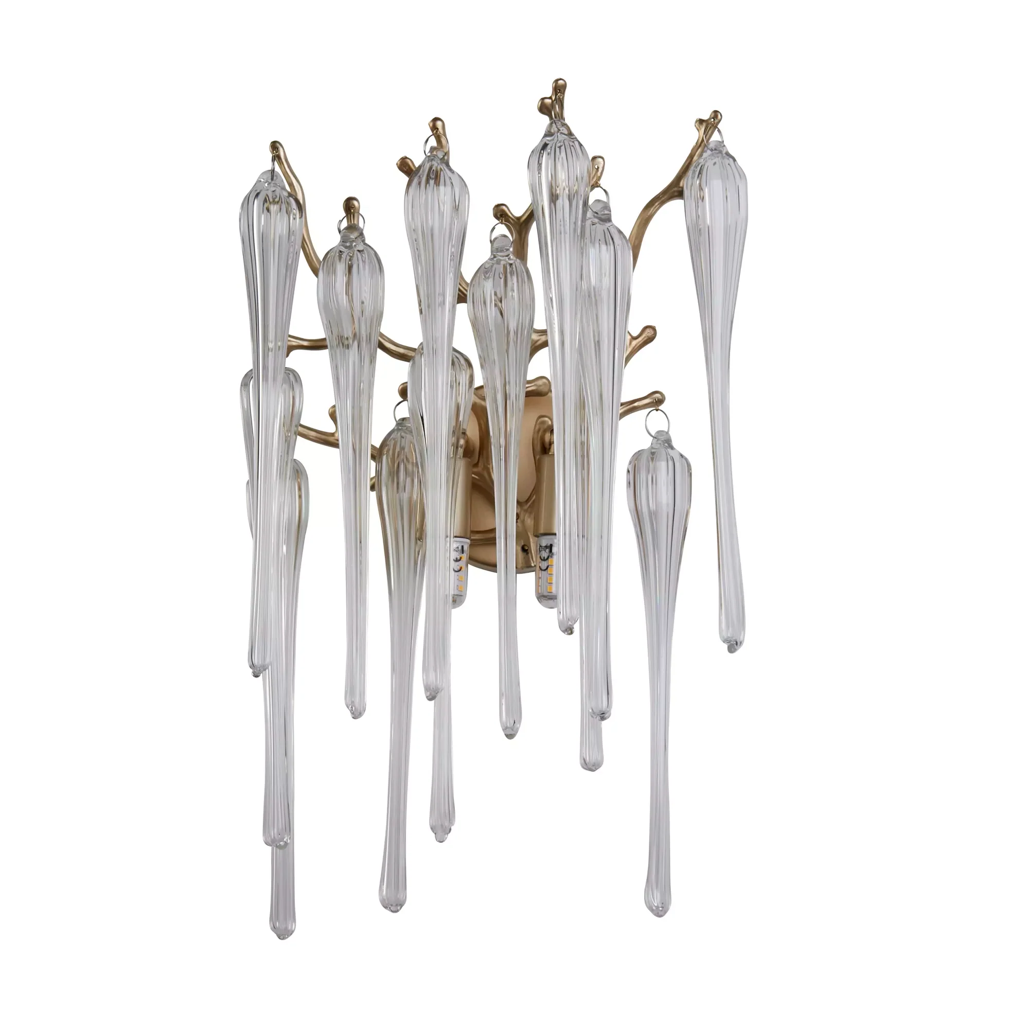 Heritage 2Lt Wall Light- Gold Metal and Clear Glass Drops - Image 5
