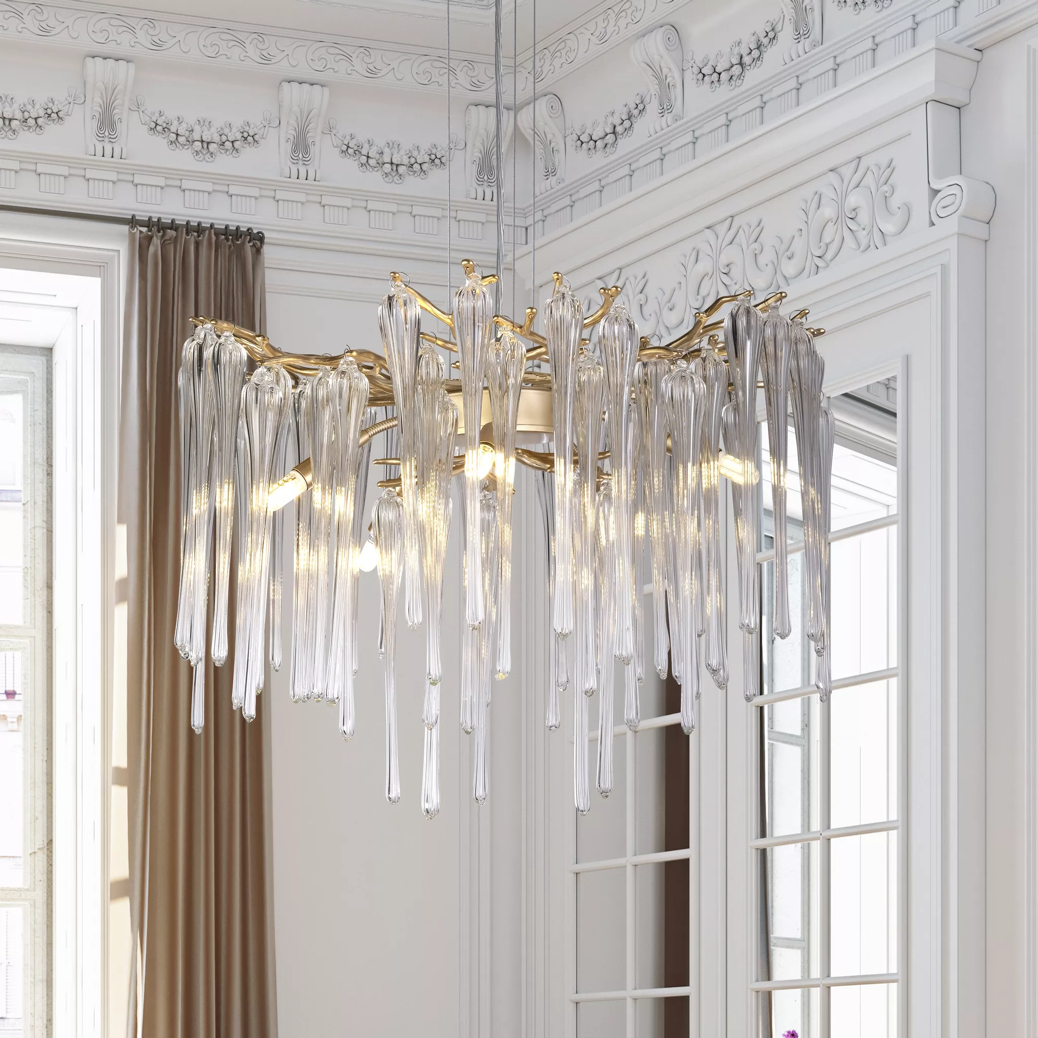 Heritage 5Lt Chandelier- Gold Metal and Clear Glass Drops - Image 3