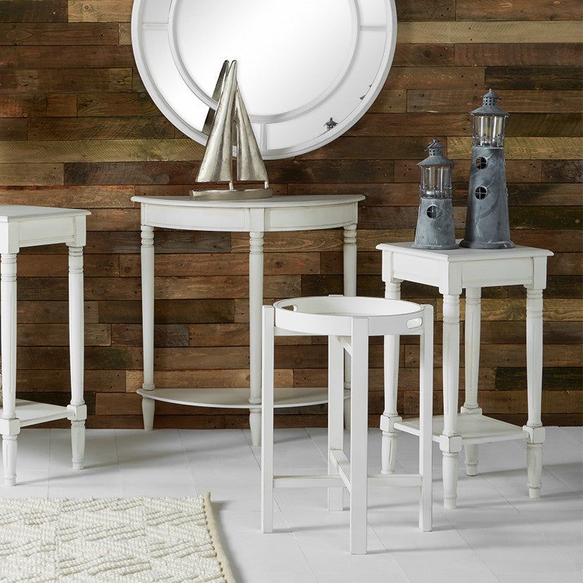 Heritage Pine Wood Half Moon Console K/D- White Finish - Image 3