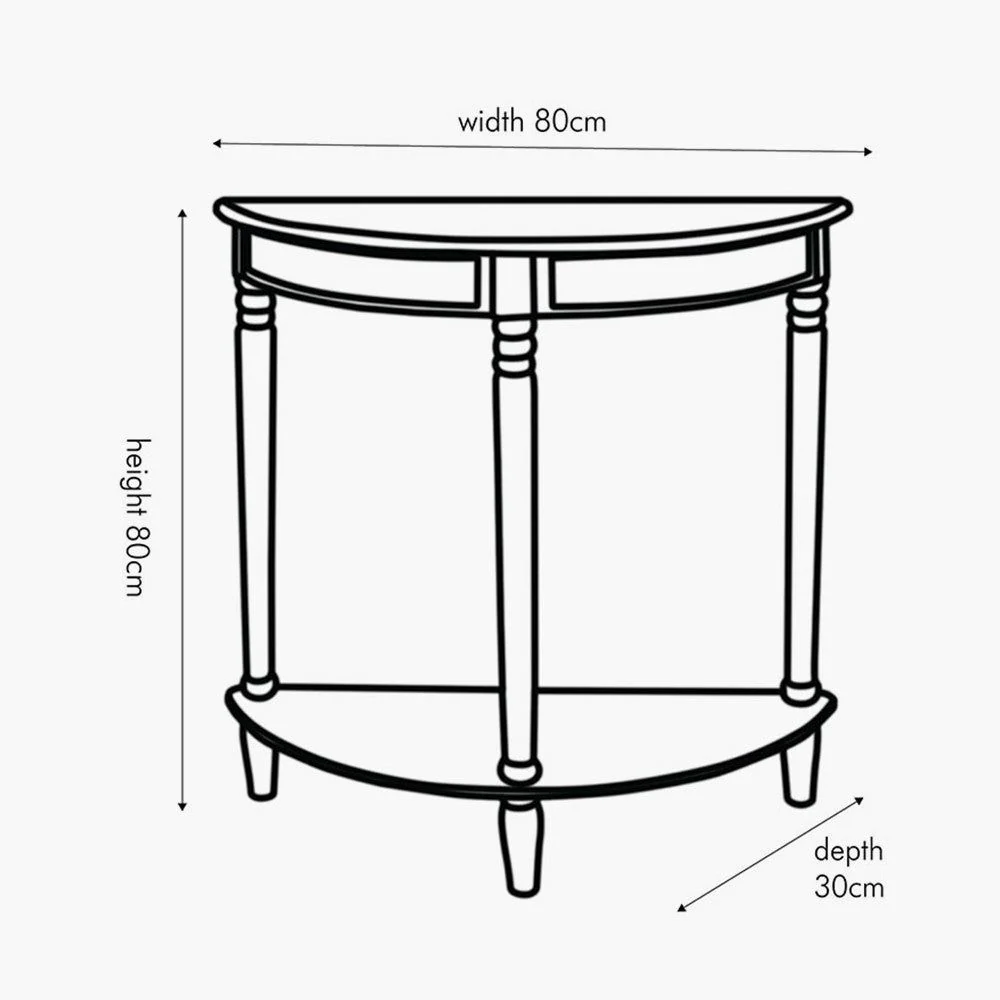 Heritage Pine Wood Half Moon Console K/D- White Finish - Image 4