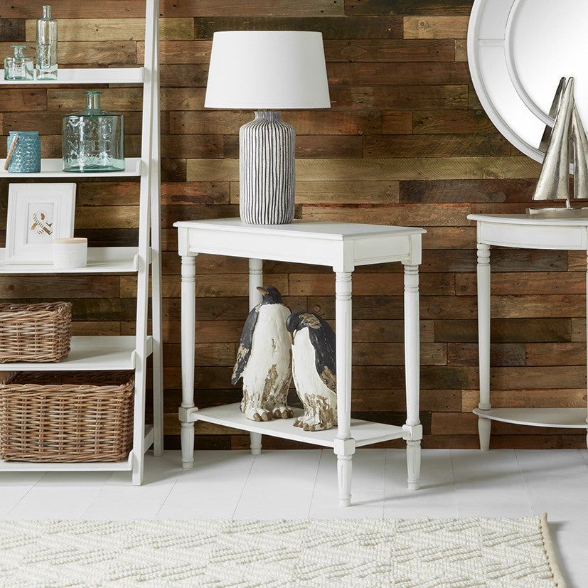 Heritage Pine Wood Rectangular Console K/D- White/Taupe Finish - Image 3