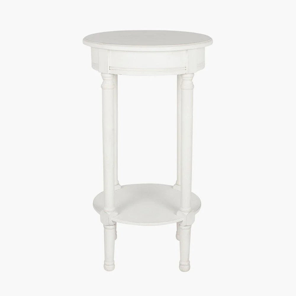 Heritage Round/Square Pine Wood Round Accent Table K/D- White Finish