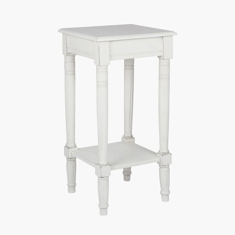 Heritage Round/Square Pine Wood Round Accent Table K/D- White Finish - Image 3