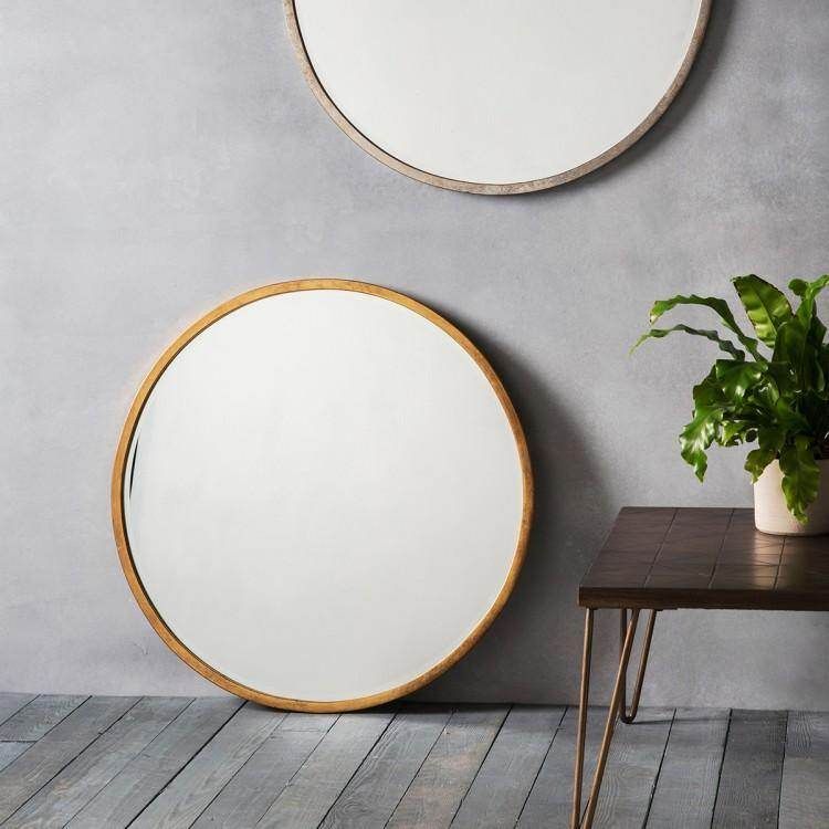 Higgins Round Mirror Antique Gold W800 x D20 x H800mm - Image 2