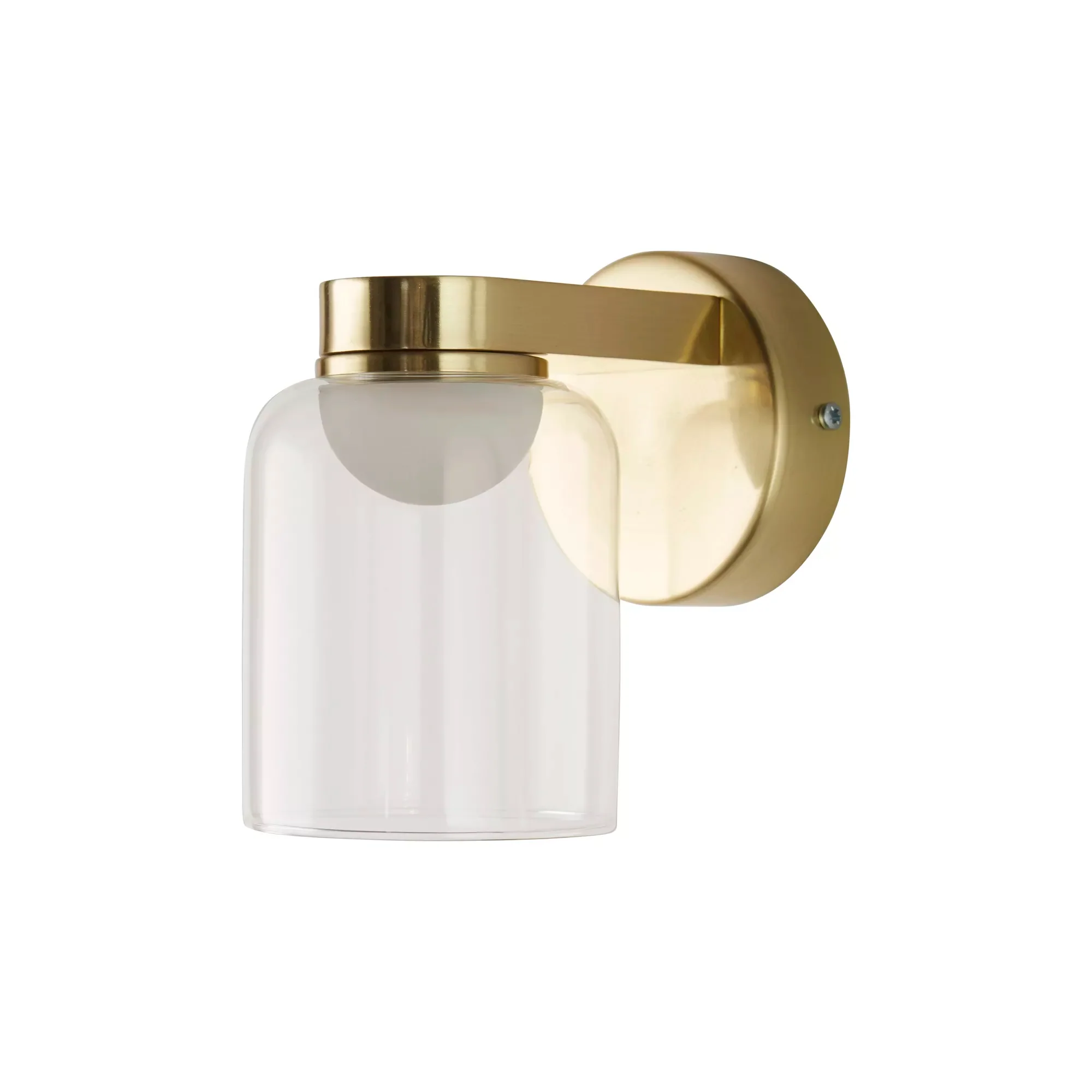 Highball LED Wall Light- Satin Brass & Clear Glass - Image 2