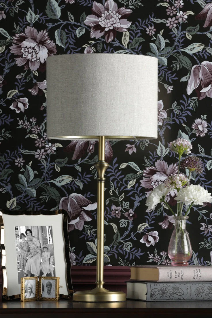 Highgrove Table Lamp Matt Antique Brass/Polished Chrome With Shade E14 - Image 2