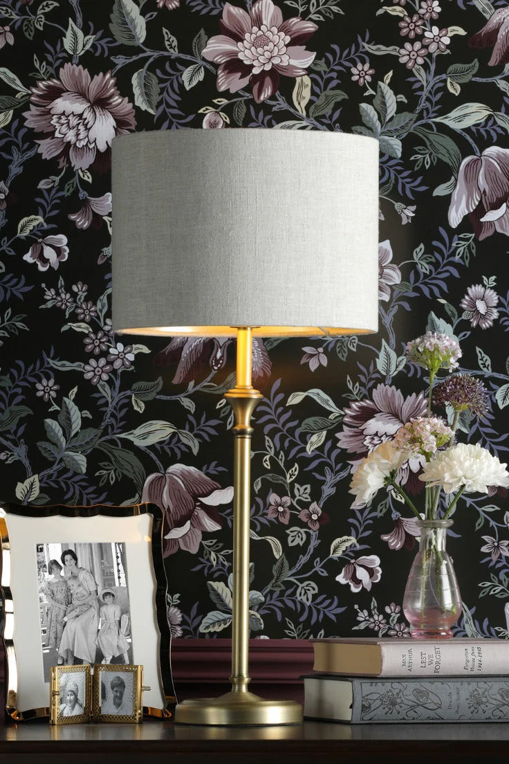 Highgrove Table Lamp Matt Antique Brass/Polished Chrome With Shade E14 - Image 3