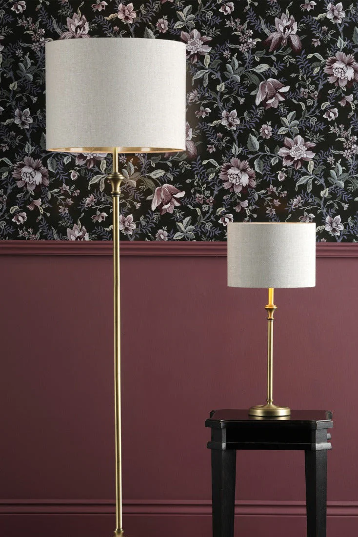 Highgrove Table Lamp Matt Antique Brass/Polished Chrome With Shade E14 - Image 4