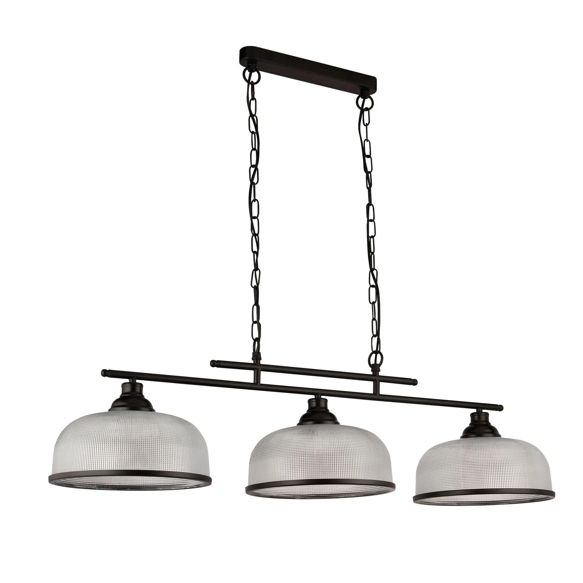 Highworth 2/3Lt Kitchen Light - Black Metal & Holophane Style Glass - Image 5
