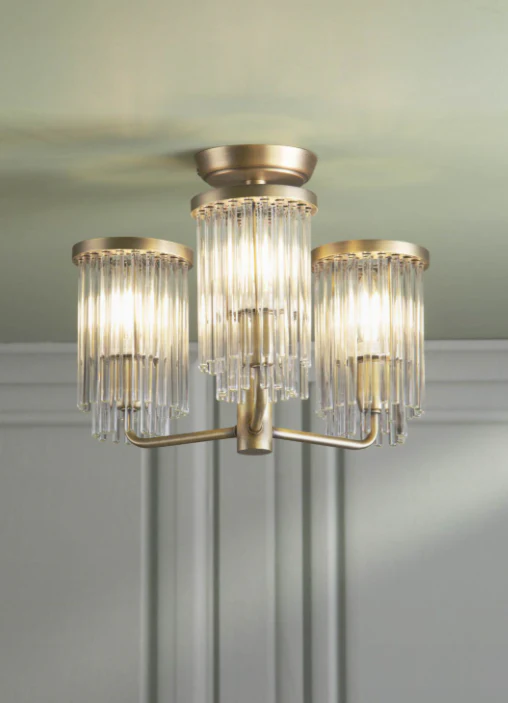 Hilcote 3 Light Semi-Flush Matt Antique Brass and Glass - Image 4