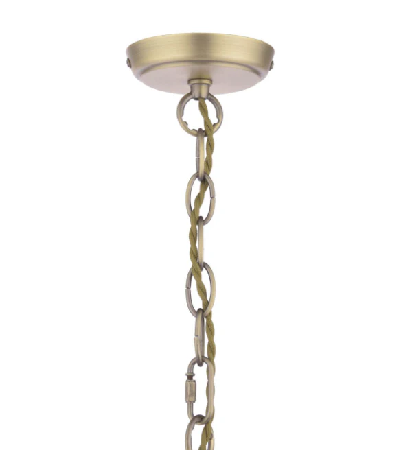 Hilcote 5 Light Armed Pendant Matt Antique Brass and Glass - Image 2