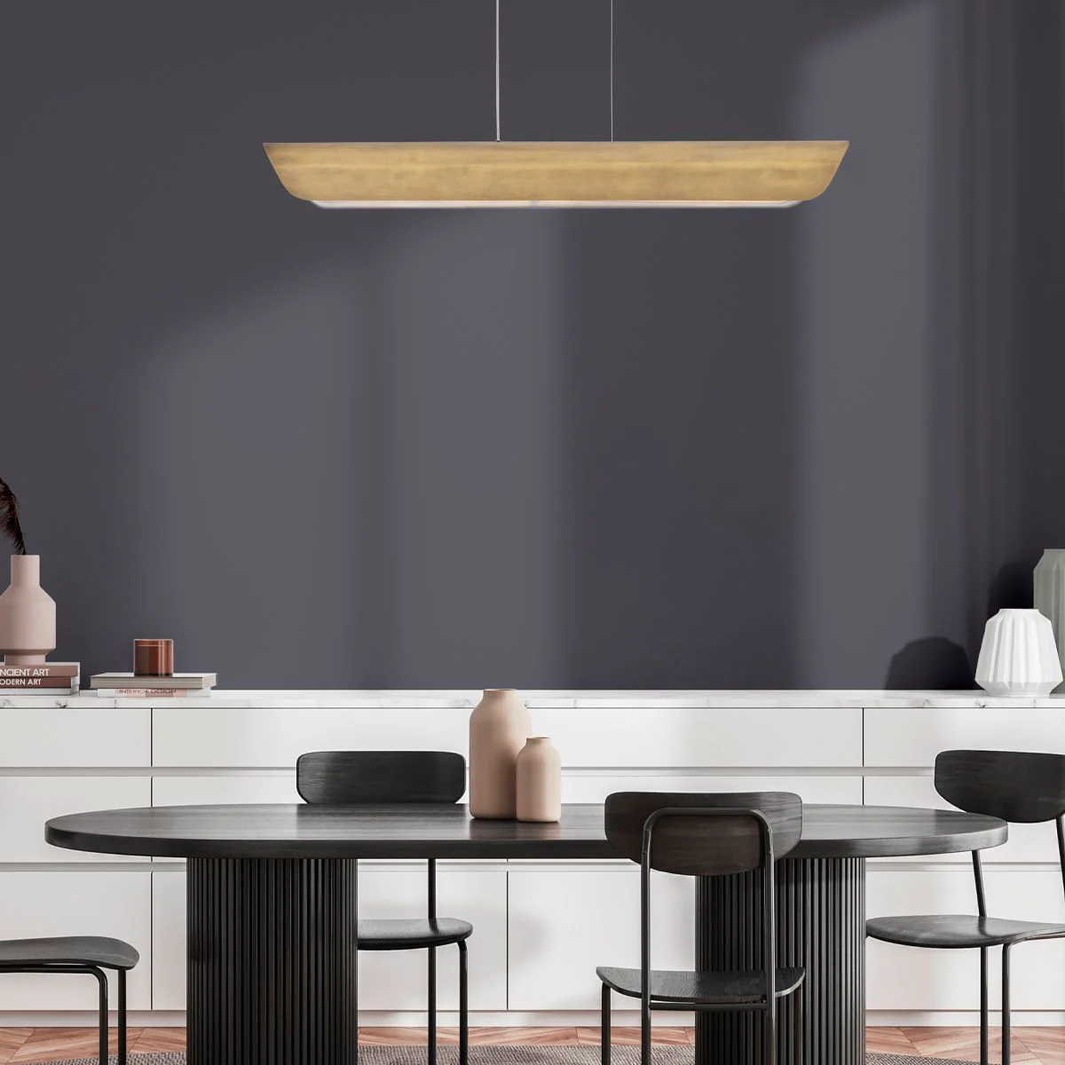 Hinkley Arco Linear LED pendant - Heritage Brass/ Black - Image 14