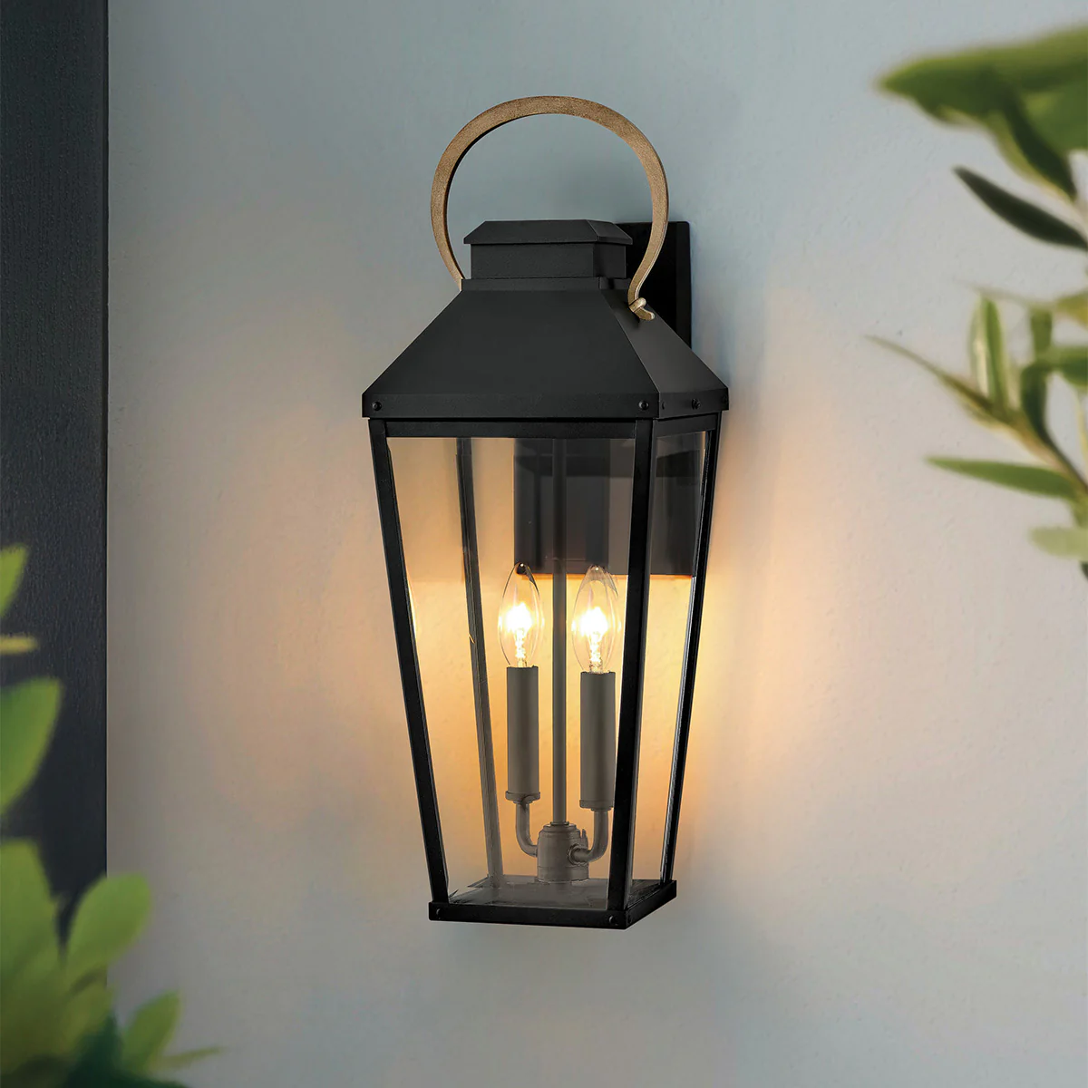 Hinkley Dawson 1 lt Outdoor Large Wall Lantern - Black with Burnished Bronze accent IP44 E14 - Image 2