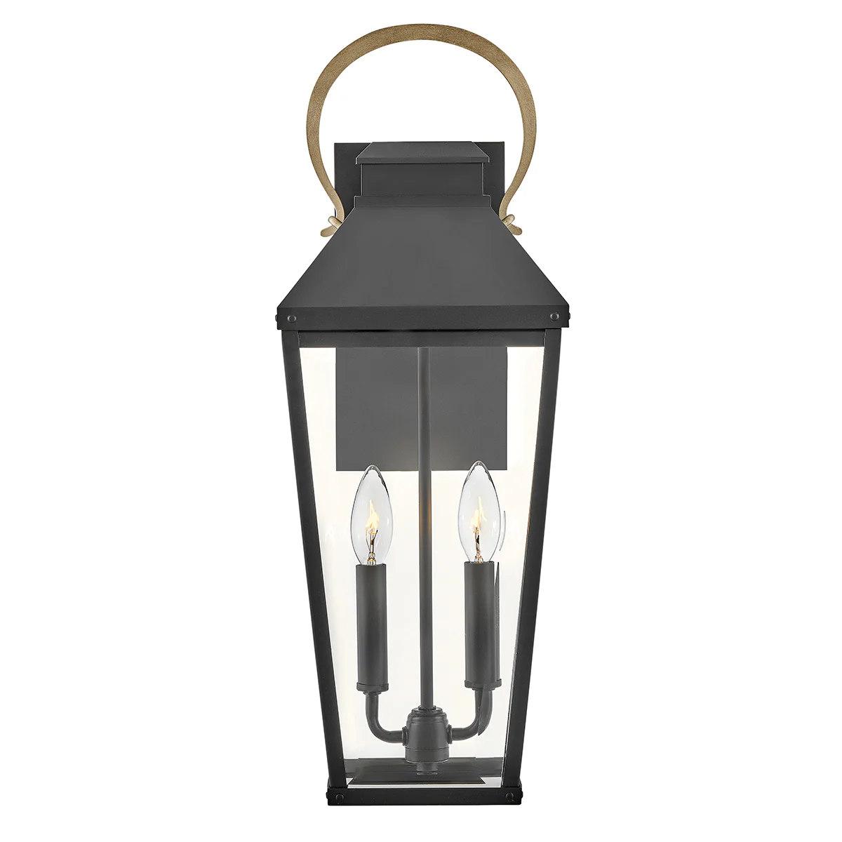 Hinkley Dawson 1 lt Outdoor Large Wall Lantern - Black with Burnished Bronze accent IP44 E14 - Image 4
