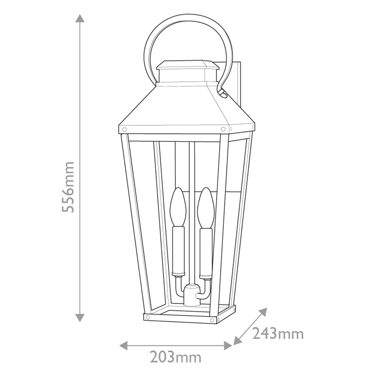 Hinkley Dawson 1 lt Outdoor Large Wall Lantern - Black with Burnished Bronze accent IP44 E14 - Image 9