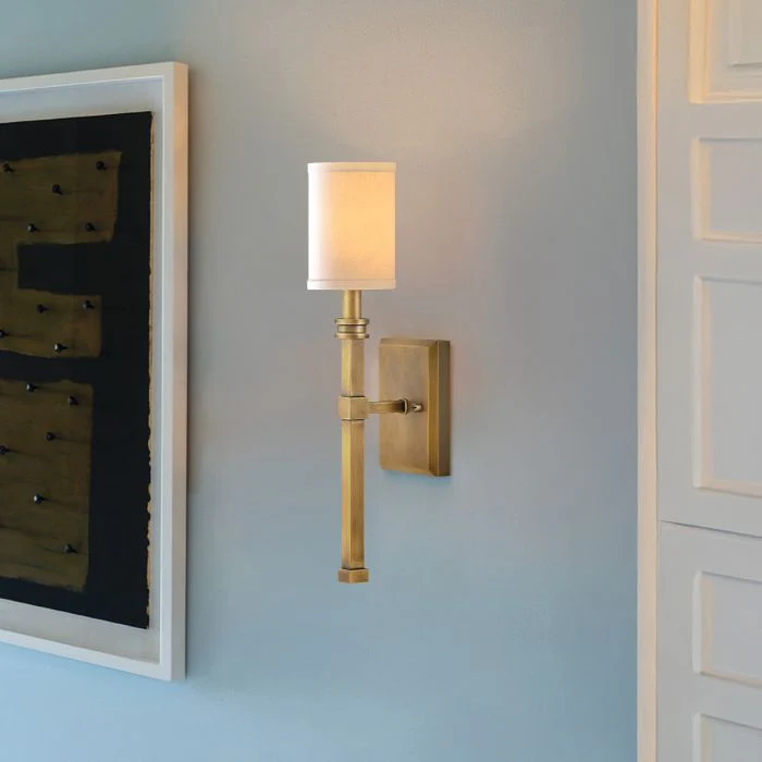 Hinkley Moore 1 lt Wall Light - Heritage Brass with Ivory Linen Shade - Image 7