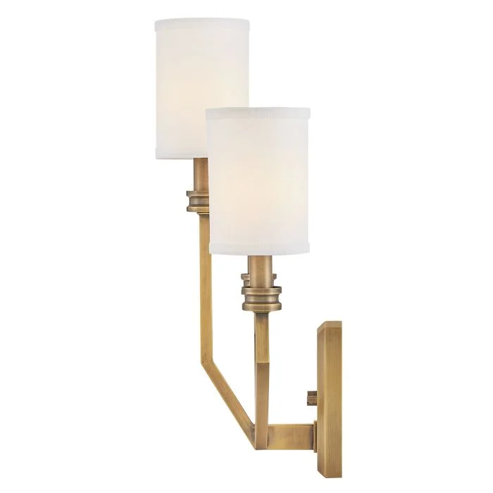 Hinkley Moore 3 lt Large Wall Light - Heritage Brass with Ivory Linen Shade - Image 2
