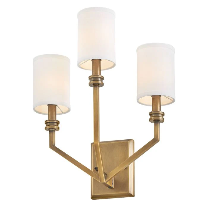 Hinkley Moore 3 lt Large Wall Light - Heritage Brass with Ivory Linen Shade - Image 3